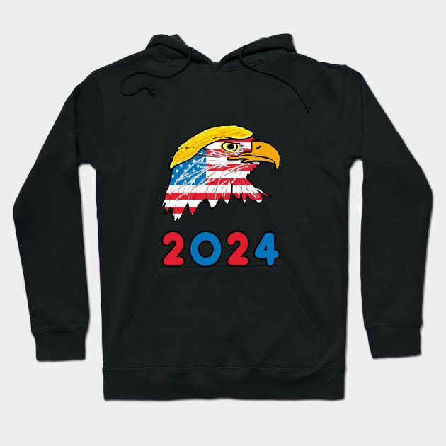 Trump 2024 Eagle Hoodie by Mark Ewbie